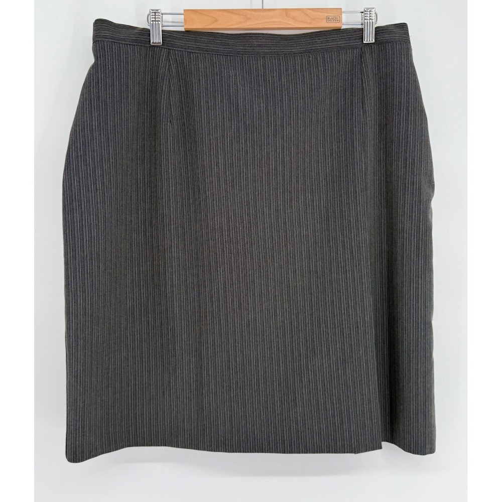 Worthington Gray Pinstripe Pencil Skirt Plus Side Zip Made in USA Sz 22W
